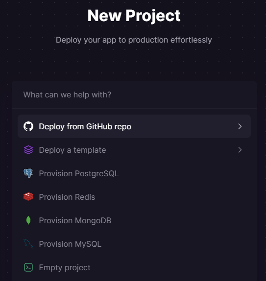 Bildschirm der Railway-Website - Bereitstellen